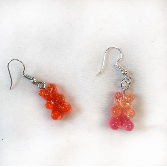 Earrings Gummy Bear Candy Colorful Translucent Resin - Picture 12 of 16